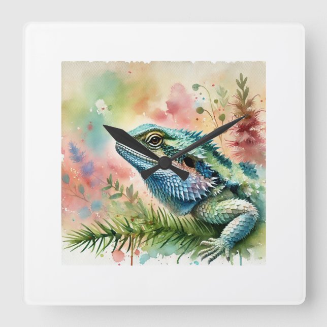 Agama de Bribon 061024AREF124 - Watercolor Square Wall Clock (Front)