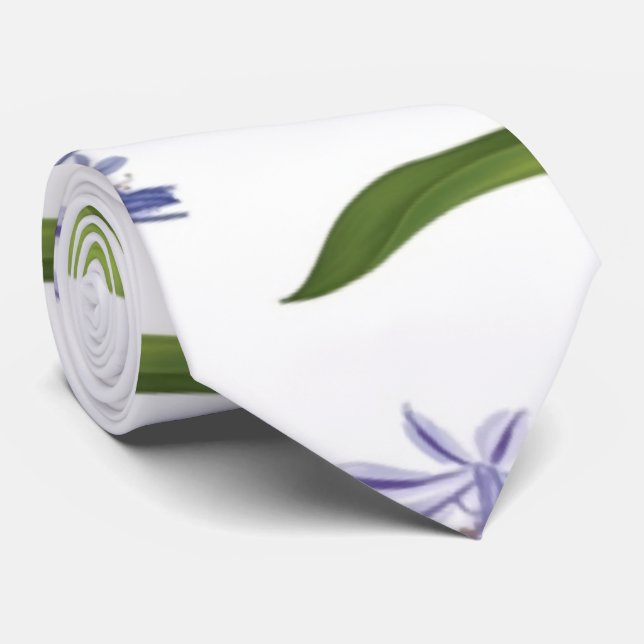 agapanthus African lily flowers seamless pattern Tie (Rolled)