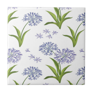 agapanthus African lily flowers seamless pattern Tile