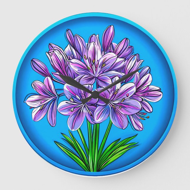 Agapanthus flower large clock (Front)
