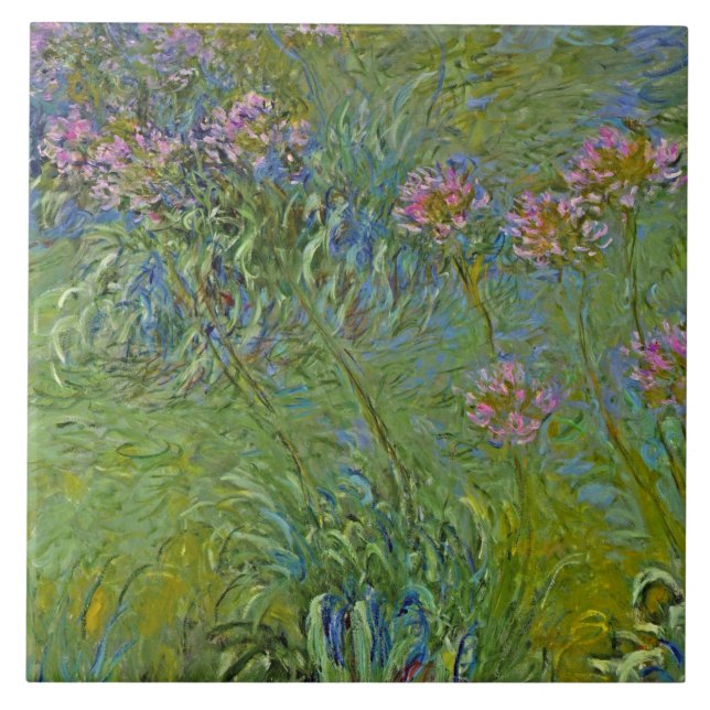 Agapanthus Flowers (by Claude Monet) Tile (Front)