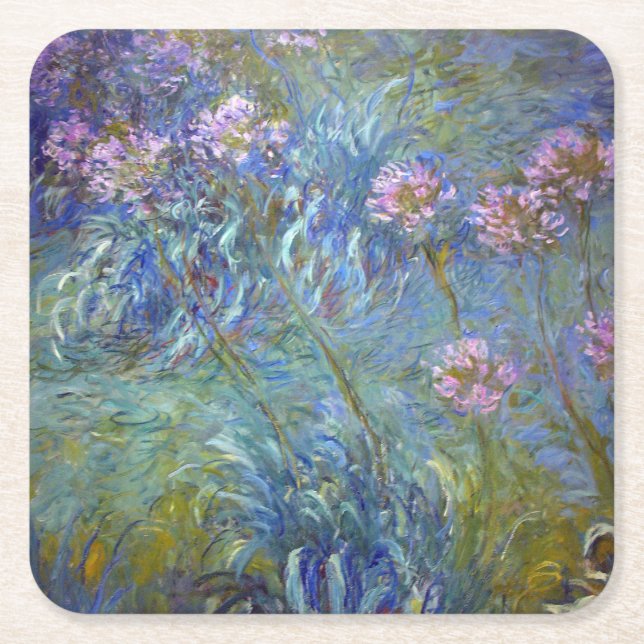 Agapanthus, Monet Square Paper Coaster (Front)