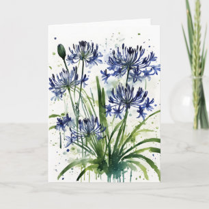 Agapanthus - Watercolor flowers iPad mini cover Card