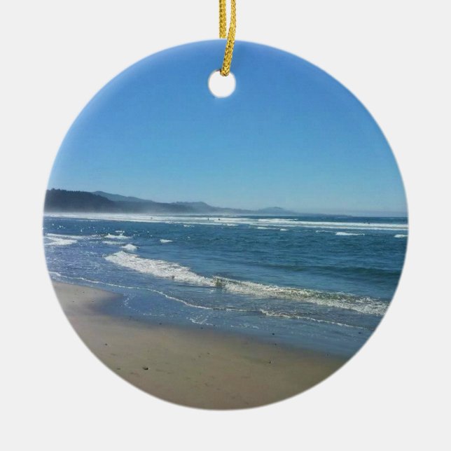 Agate Beach, Oregon Ceramic Tree Decoration (Front)