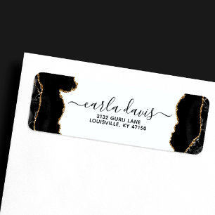 Agate Black And Gold Marble Business Address