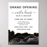 Agate Black And Gold Marble Salon Grand Opening