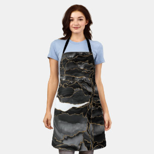 Agate Black Gold Glitter Apron