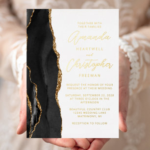 Agate Black Gold Script Wedding