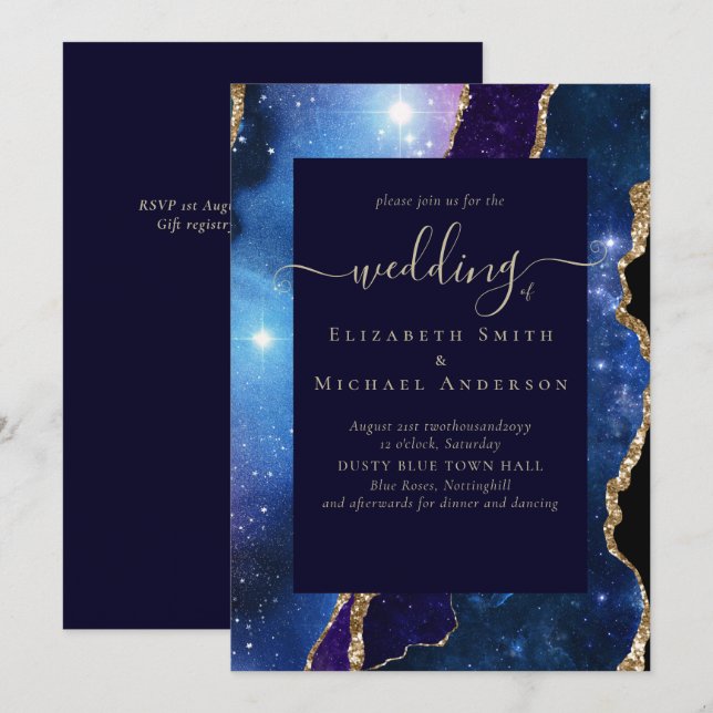 AGATE Blue Purple Gold Wedding Budget (Front/Back)