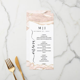 Agate Blush & Gold Glitter Wedding Menu