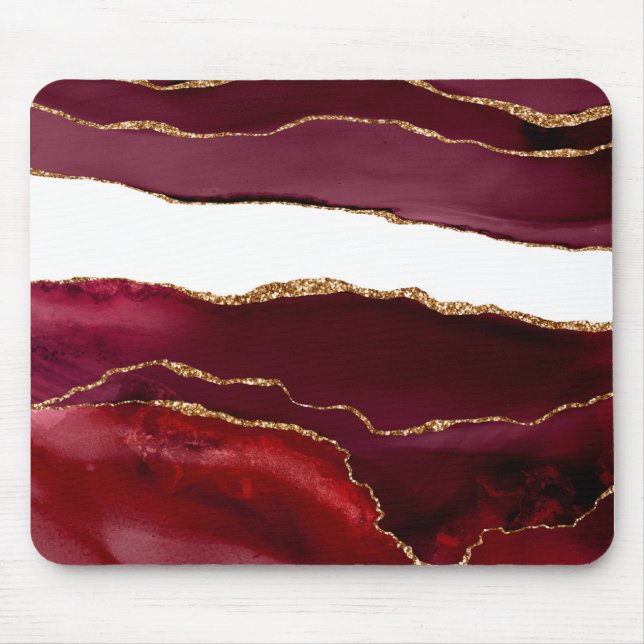 Agate bordeaux et or mouse mat (Front)