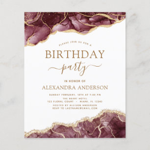 Agate Burgundy Birthday Party Any Age Invitation Flyer