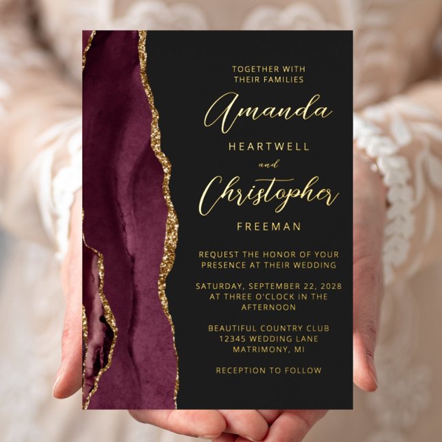 Agate Burgundy Gold Script Dark Wedding (Creator Uploaded)