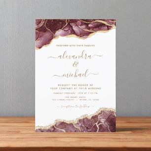 Agate Burgundy Gold Wedding Invitation