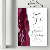 Agate Burgundy Silver Script Save the Date