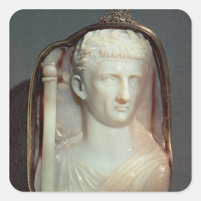 Agate Cameo bearing the portrait of Claudius Square Sticker (Front)