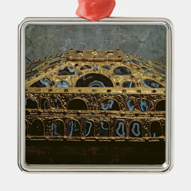 Agate casket metal tree decoration (Front)