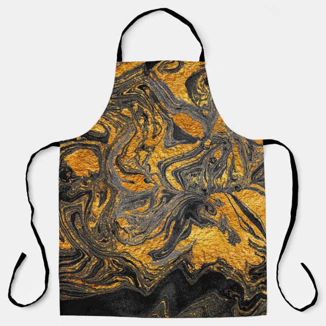 Agate Crystal. Futuristic Modern Suminagashi. Swir Apron (Front)