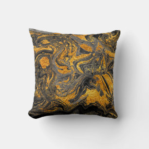 Agate Crystal. Futuristic Modern Suminagashi. Swir Cushion