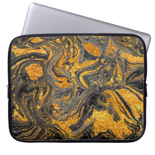 Agate Crystal. Futuristic Modern Suminagashi. Swir Laptop Sleeve