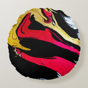 Agate Crystal. Golden swirl, artistic design. The Round Cushion