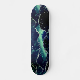Agate Dark Green Mint Navy Blue Skateboard