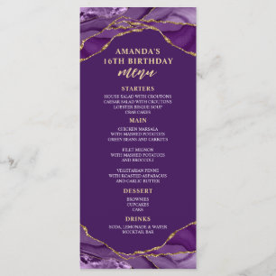 Agate Design Purple and Gold Menu