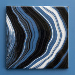 Agate effect, black, white and blue tile<br><div class="desc">This striking marble effect tile showcases a bold digital agate design with flowing swirls of blue, black, and white, creating a dynamic and contemporary appearance. It is an excellent choice for modern bathrooms or as a standout accent in a boyish bedroom. The abstract pattern and geode- nspired lines add rich...</div>