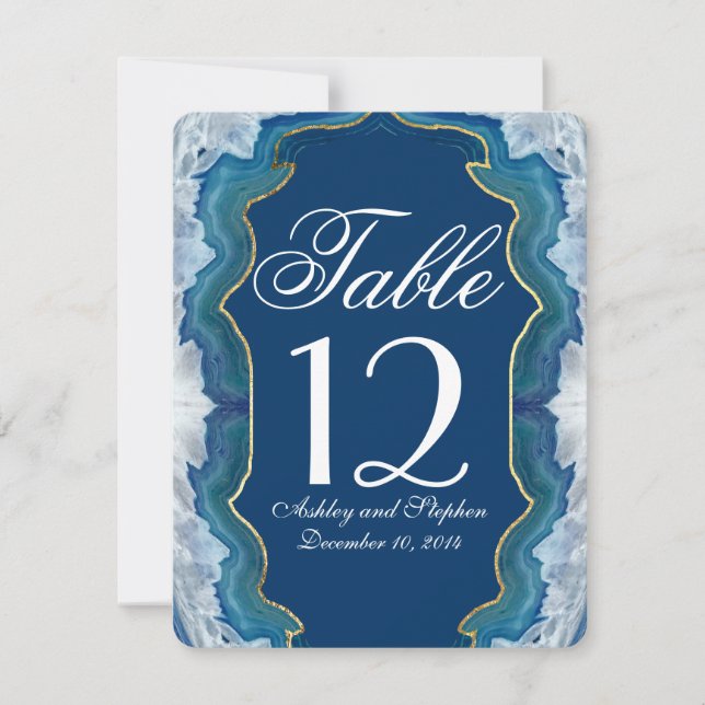 Agate Elegant Pretty Blue Teal Geode Pattern Invitation (Front)