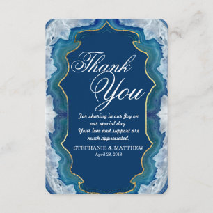 Agate Elegant Pretty Blue Teal Geode Pattern Thank You Card