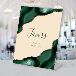 Agate Emerald Green Gold Champagne Wedding Favours Pedestal Sign