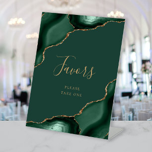 Agate Emerald Green Gold Wedding Favours Pedestal Sign