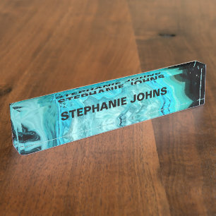 Agate Gemstone Geode Abstract Art Custom Name Cute Nameplate