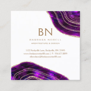 Agate Geode Cosmic Crystals Gold Glitter Square Business Card