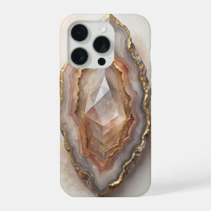 Agate Geode Crystal Gold Luxury Mineral Art iPhone 15 Pro Case