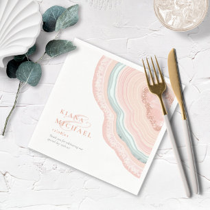 Agate Geode Glitter Corner Wedding Rose Gold ID647 Napkin