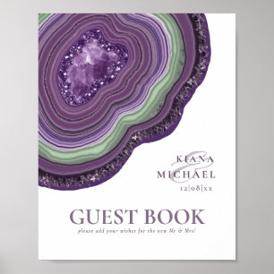 Agate Geode Glitter Guest Book Violet ID647