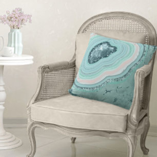 Agate Geode Glitter Teal ID647 Cushion