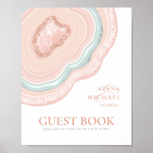 Agate Geode Glitter Wedding Guests Rose Gold ID647 Poster