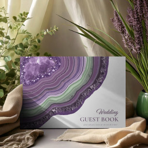 Agate Geode Glitter Wedding Violet ID647 Guest Book