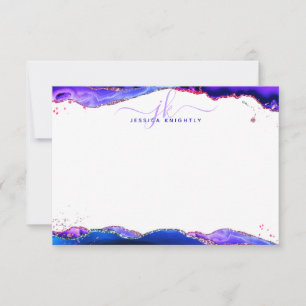 Agate Geode Mystical Purple Pink Blue Monogram Card