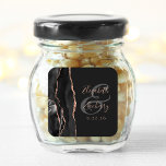Agate Geode Script Black Rose Gold Dark Wedding Square Sticker<br><div class="desc">This elegant modern wedding sticker features a black watercolor agate geode design trimmed with faux rose gold glitter. Easily customise the rose pink text on an off-black background,  with the names of the bride and groom in handwriting calligraphy over a large grey ampersand.</div>