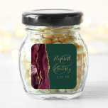 Agate Geode Script Burgundy Gold Green Wedding Square Sticker<br><div class="desc">This elegant modern wedding sticker features a burgundy watercolor agate geode design trimmed with faux gold glitter. Easily customise the gold-coloured text on an emerald green background,  with the names of the bride and groom in handwriting calligraphy over a large ampersand.</div>