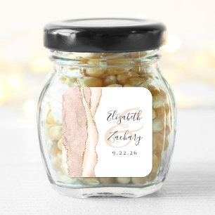 Agate Geode Script Ivory Gold Wedding Square Sticker