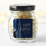 Agate Geode Script Navy Blue Gold Wedding Square Sticker<br><div class="desc">This elegant modern wedding sticker features a navy blue watercolor agate geode design trimmed with faux gold glitter. Easily customise the gold coloured text on a navy blue background,  with the names of the bride and groom in handwriting calligraphy over a large ampersand.</div>