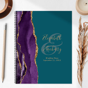 Agate Geode Script Purple Gold Teal Wedding Plans Planner