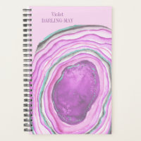 Agate Geode Watercolor Slice - Pink Aqua Purple