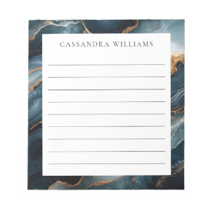 Agate Geode with Gold and Navy Blue Marble Lined Notepad