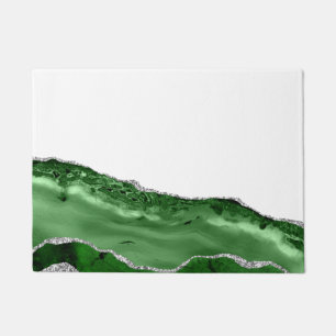 Agate Glamourous Emerald Green Silver Glitter Doormat