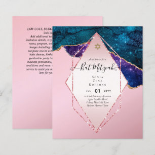 AGATE GLITTER BAT MITZVAH Invitations BUDGET